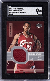 2003-04 Upper Deck Honor Roll "Future Honors" #106 LeBron James Rookie Jersey Card (#263/499) - SGC MT 9)